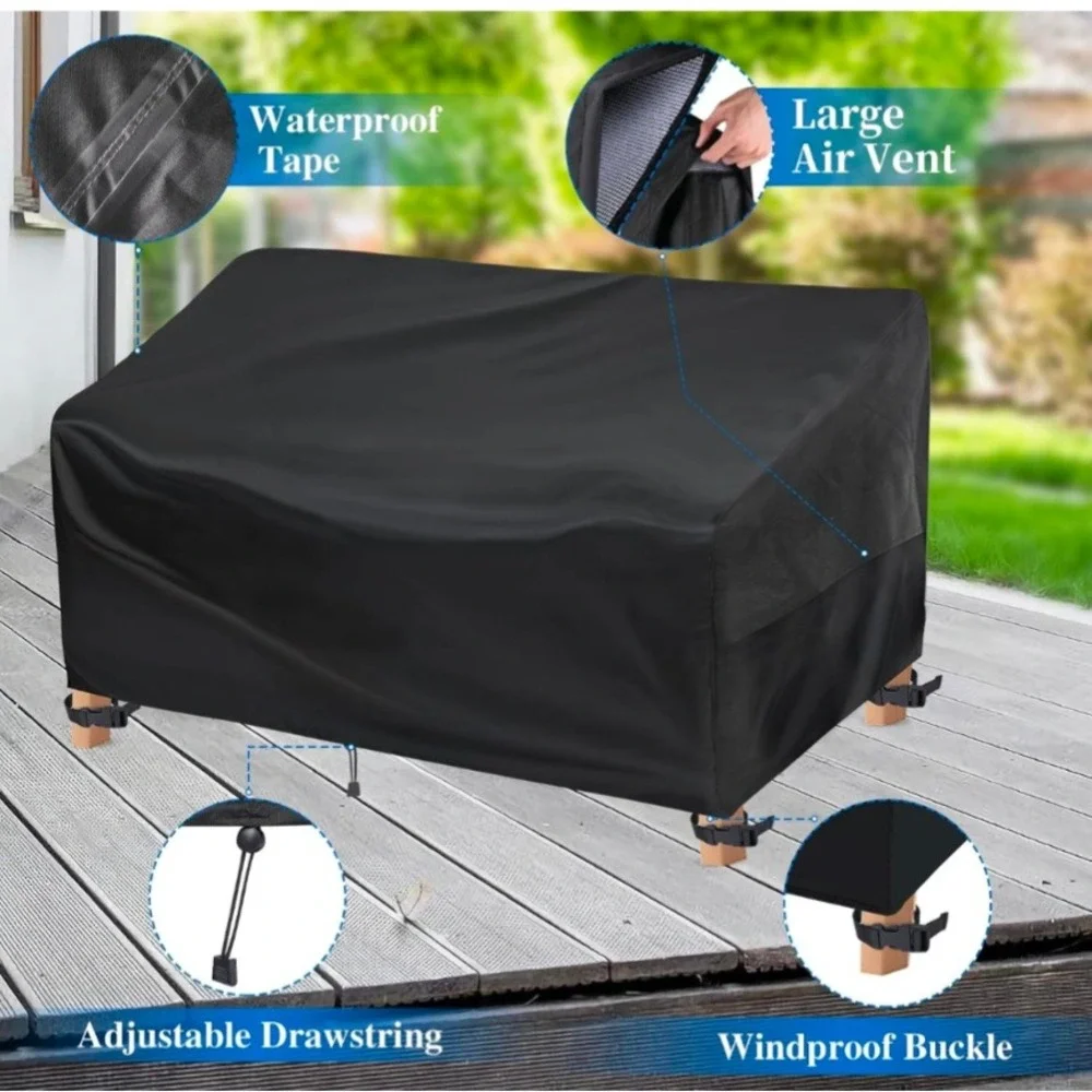 Outdoor Patio Sofa Cover Waterproof Heavy Duty 93W x 40D x 35H‎ Black